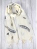 Feather Print Tassels Fashion Scarf W/ Pearl